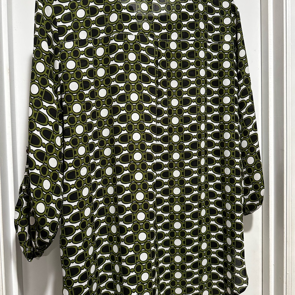 Cato Olive and Black Geometric Blouse